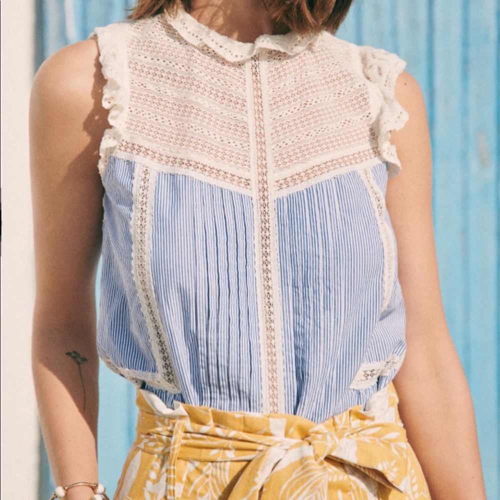 Sezane | Diana Top | Blue Stripe | Fr 36 / US 4